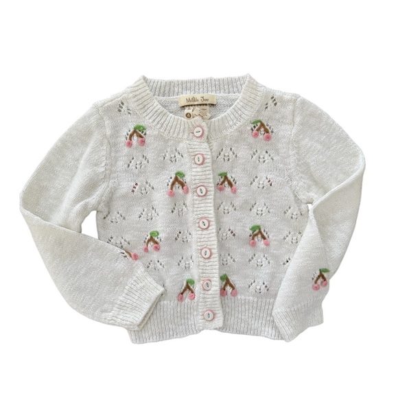 Matilda Jane White Sweet Cherries embroidered cardigan (read) - Picture 1 of 4